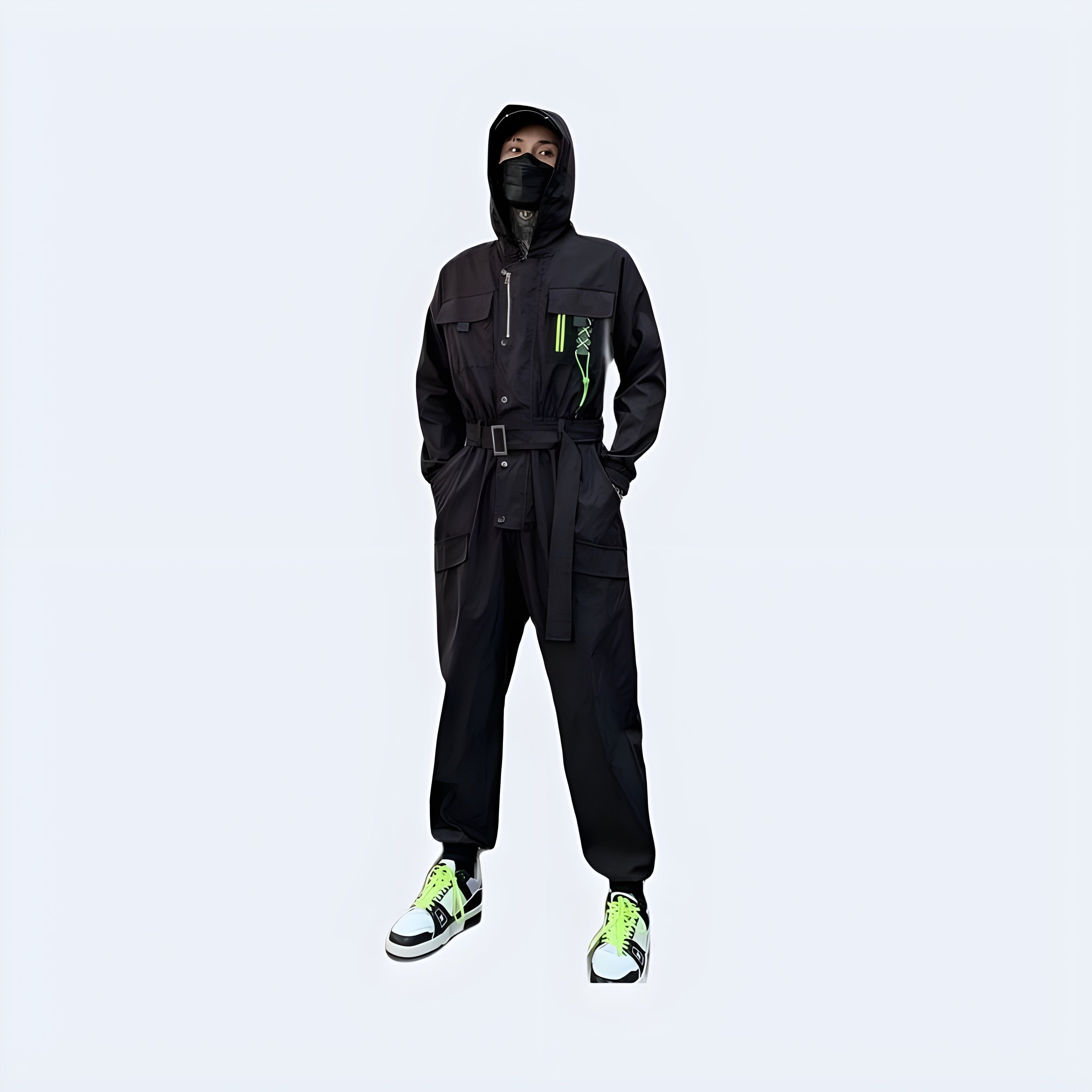 Dark Hooded Overalls