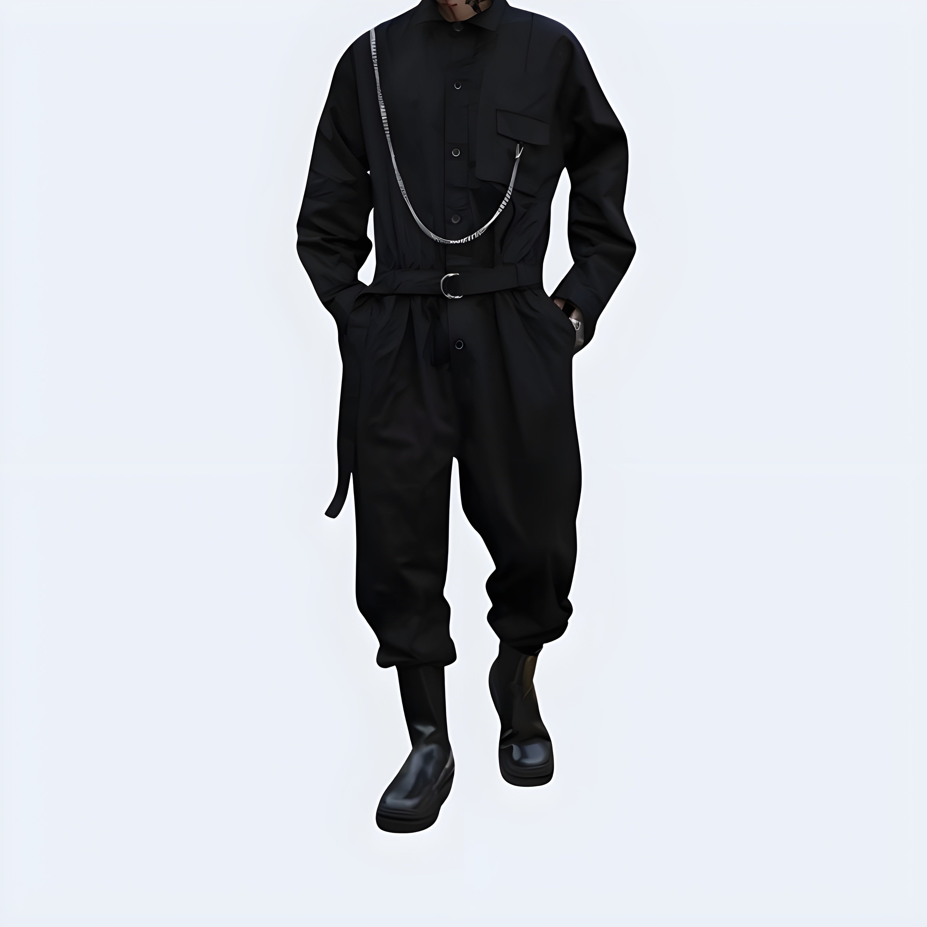 Black Cargo Overalls