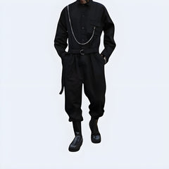 Black Cargo Overalls