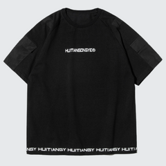 Black Techwear Patchwork T-Shirt