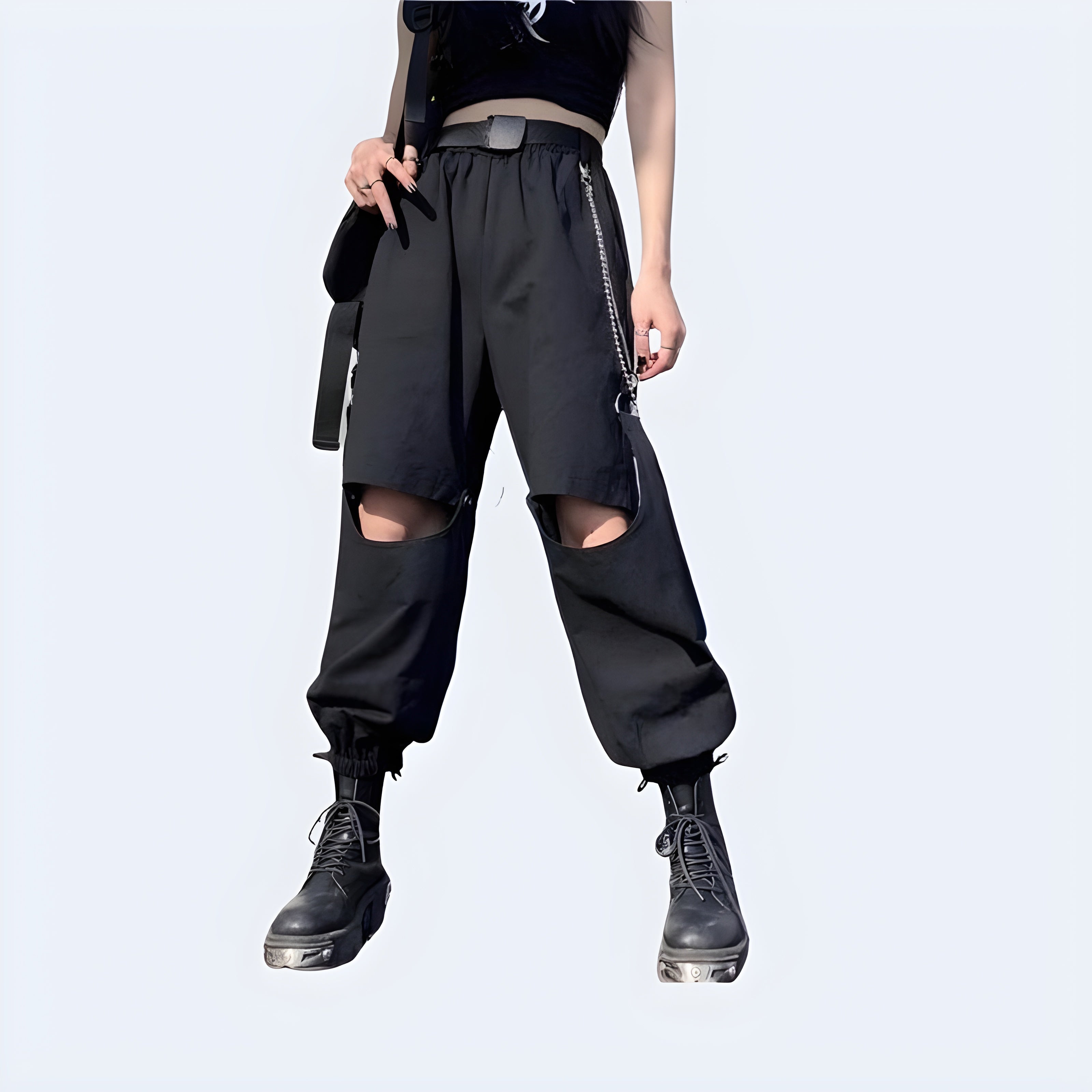 Techwear Women's Pants With Chain
