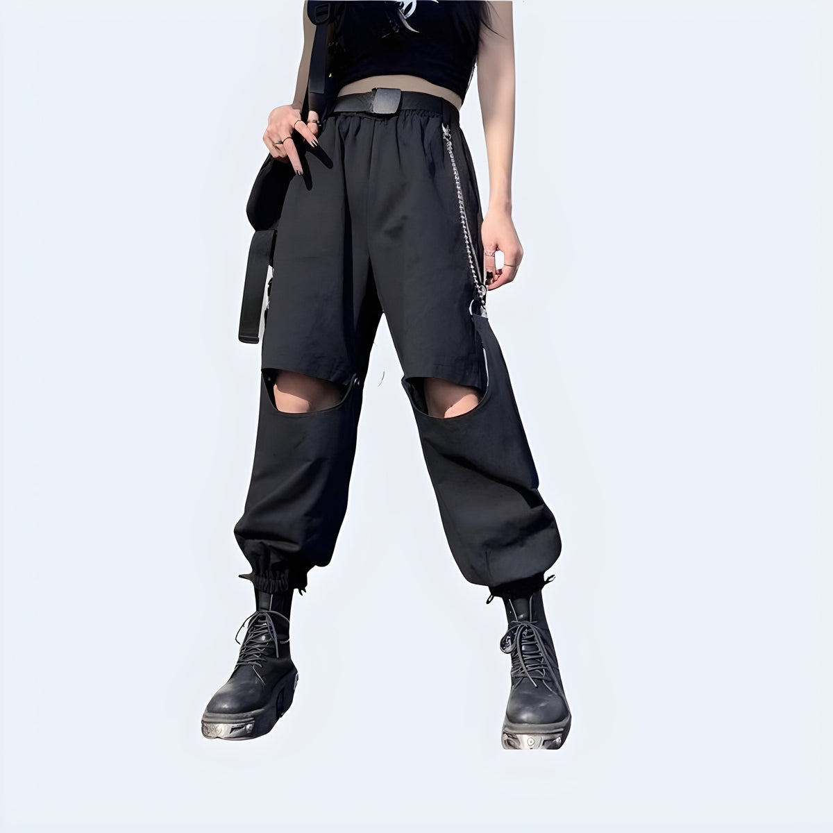 Techwear Women's Pants With Chain