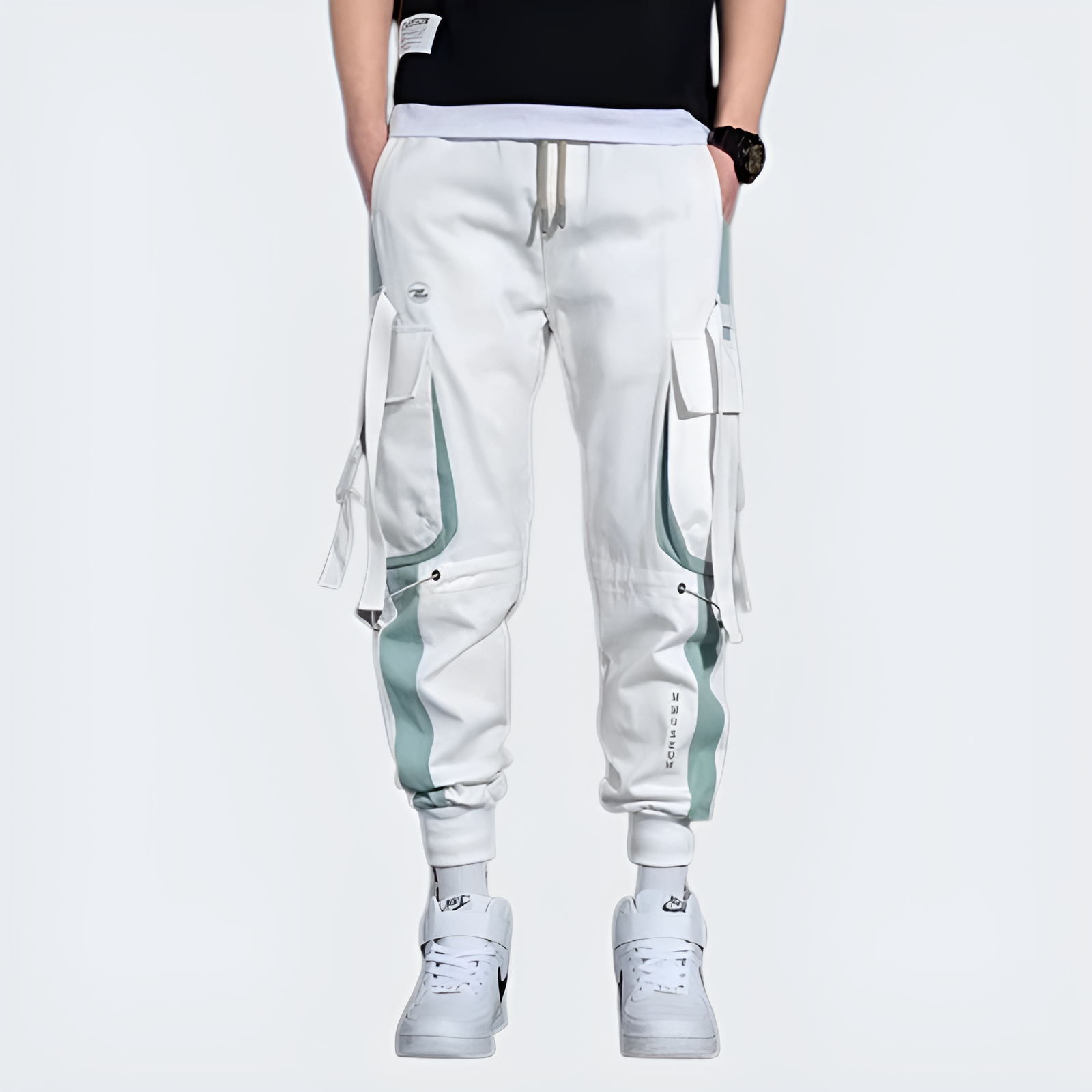 White Techwear Jogger Trousers