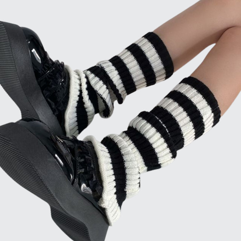 Goth Striped High Socks