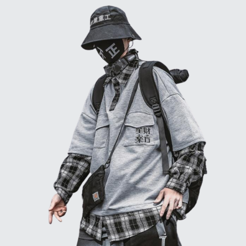 Grey Fake Two Long Sleeve