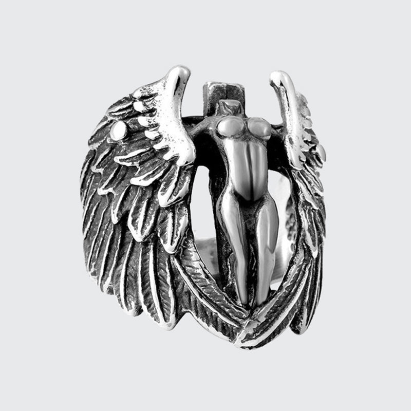 Silver Angel Wing Ring