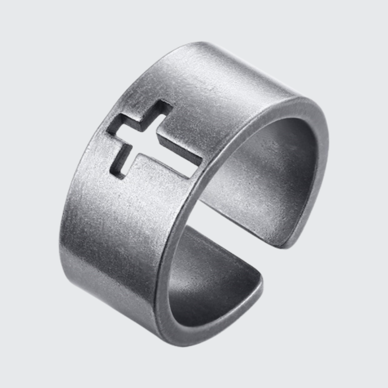 Silver Open Cross Ring