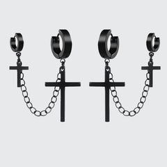 Techwear Cross Chain Earrings