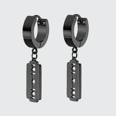 Techwear Razor Blades Black Earrings