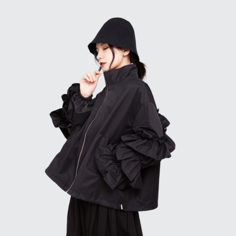 Austin Ruffle Jacket Black Ruffle Jacket Women's – Rabock