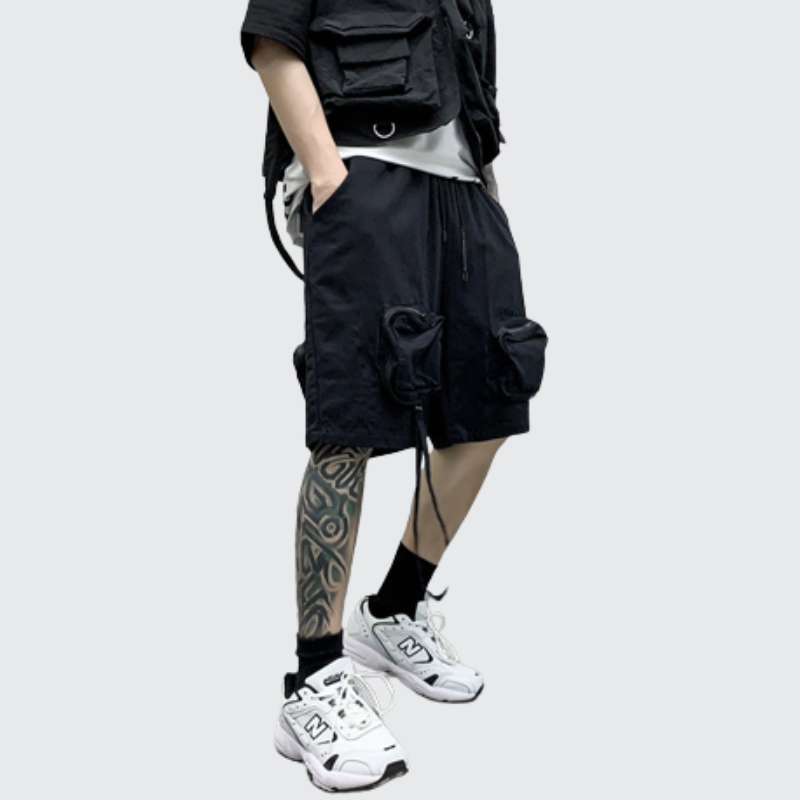 Black Shorts Zip Pockets