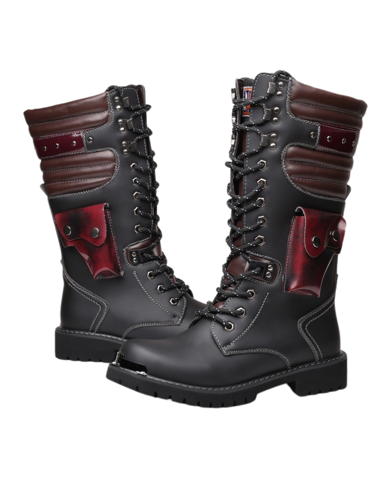 Unisex Motorcycle Black Knee High Boots