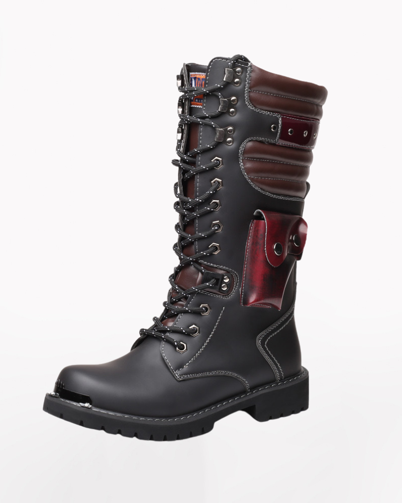 Unisex Motorcycle Black Knee High Boots