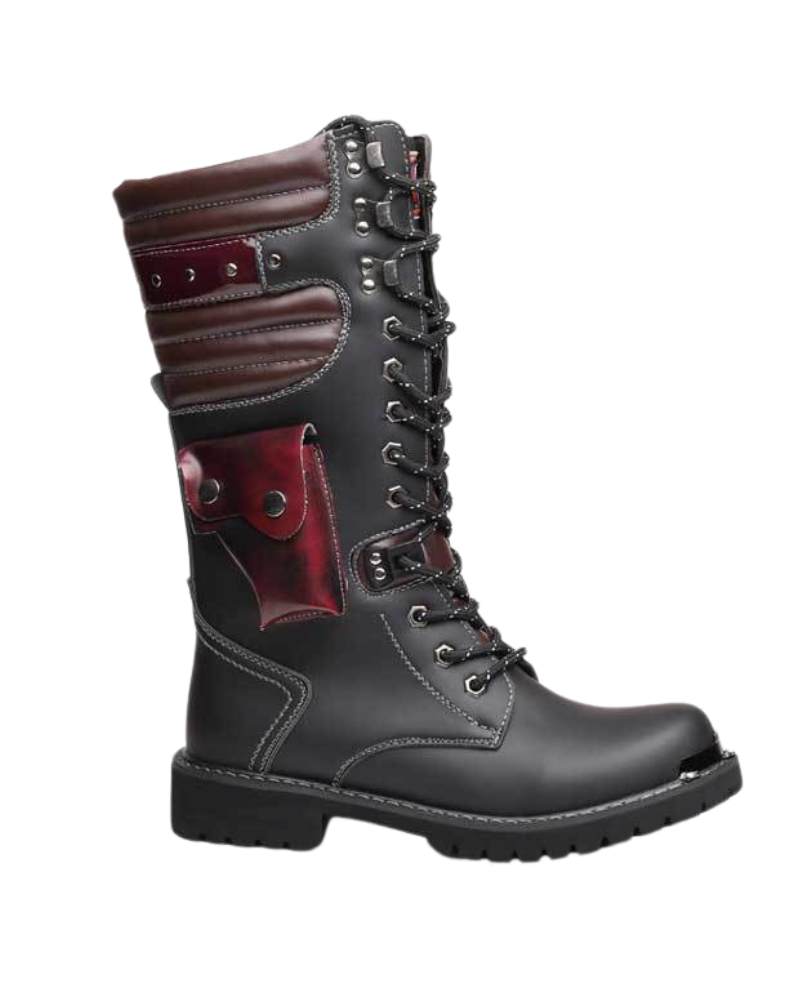 Unisex Motorcycle Black Knee High Boots