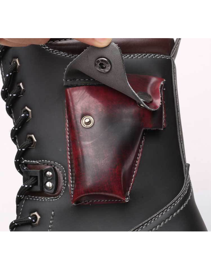 Unisex Motorcycle Black Knee High Boots