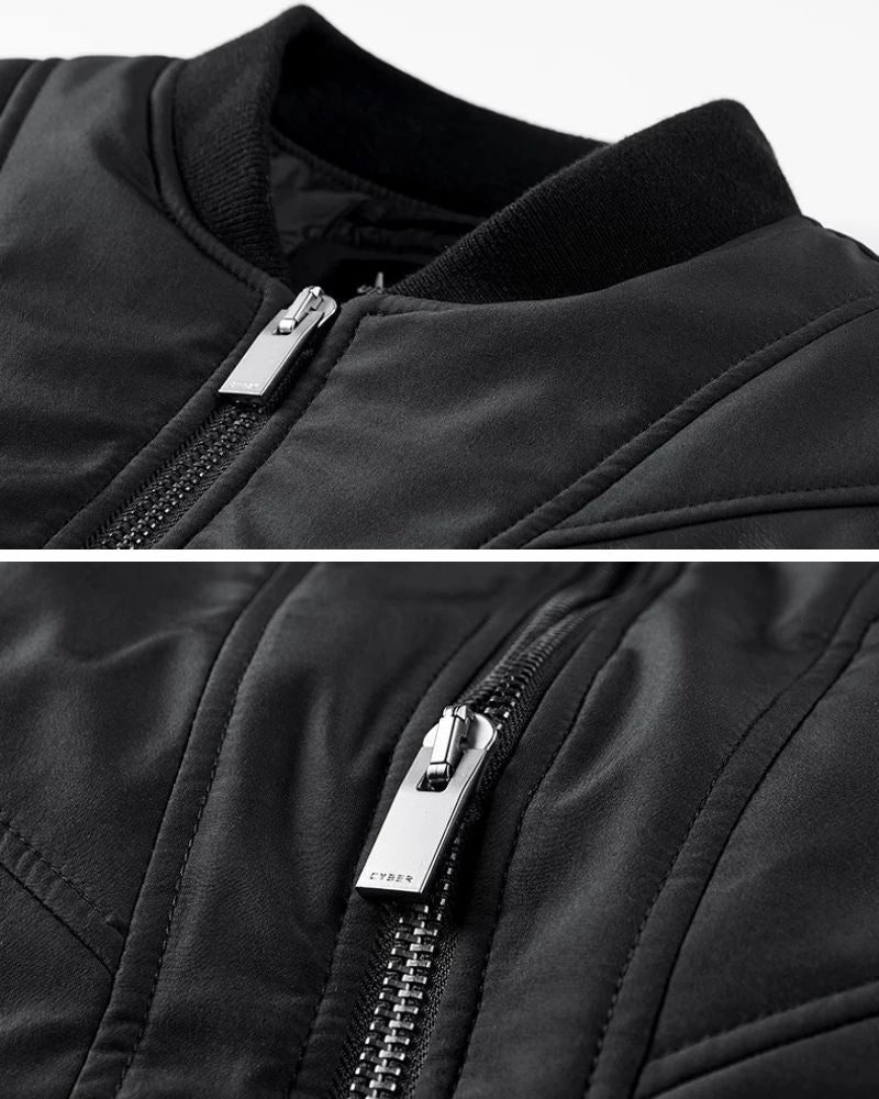 PU Patchwork Warm Bomber Jacket