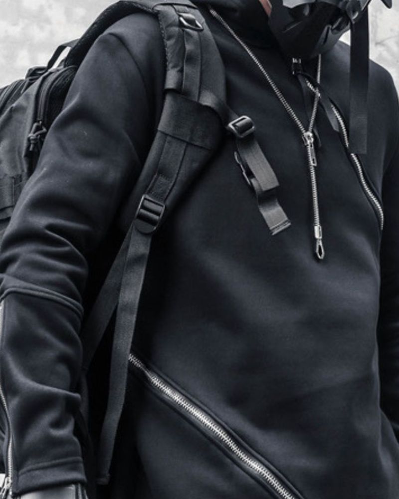 Irregular Double Zip Hoodie
