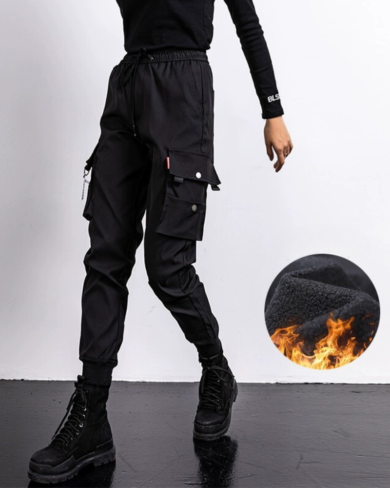 Black Slim Women Cargo Pants