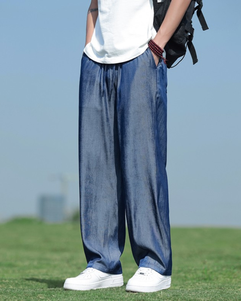 Ice Silk Denim Look Pants