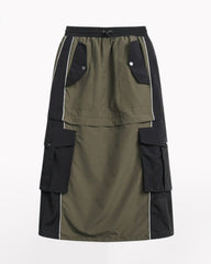 Vintage Patchwork Detachable Long Cargo Skirt