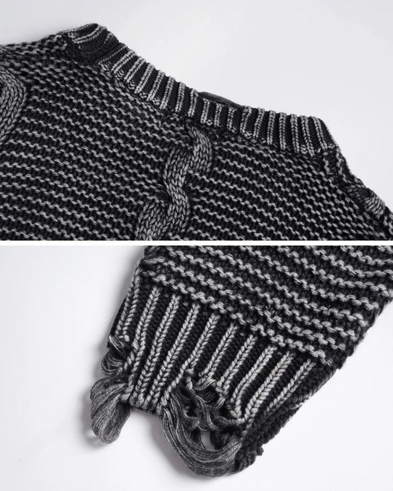 Vintage Twisted Flower Knit Washed Sweater