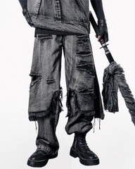 Wasteland Dual-Layer Frayed Hem Ripped Jeans