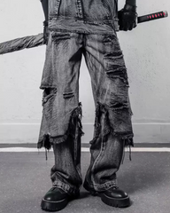 Wasteland Dual-Layer Frayed Hem Ripped Jeans