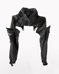 Post-Apocalyptic Hooded Mesh Color-Block Cape Jacket