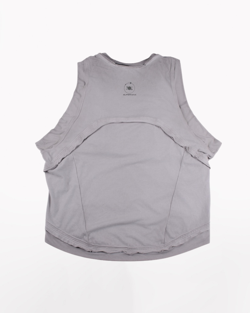 Wasteland Style Patchwork Convertible Concealed Sleeves T-Shirt | Tank Top