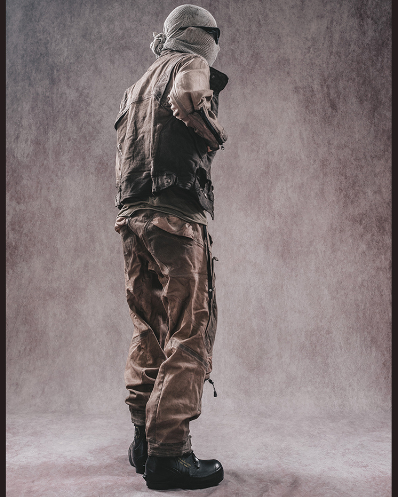 Wasteland Wear 3D Cut Distressed Double-Layer Cargo Pants