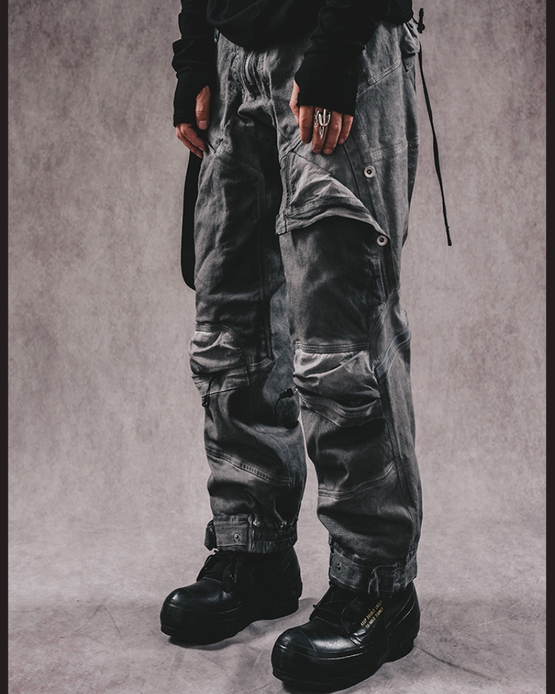 Wasteland Wear 3D Cut Distressed Double-Layer Cargo Pants