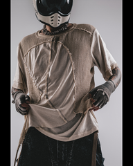 Wasteland Wear Distressed Dual-Layer Mesh Patchwork T-Shirt