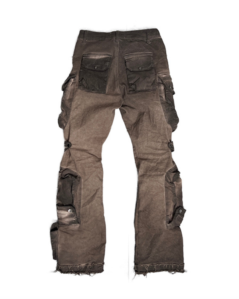 Wasteland Wear Distressed Flared Stretch Cargo Pants