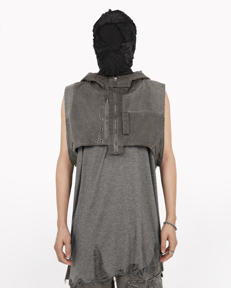 Wasteland Wear Patchwork Hooded Vest