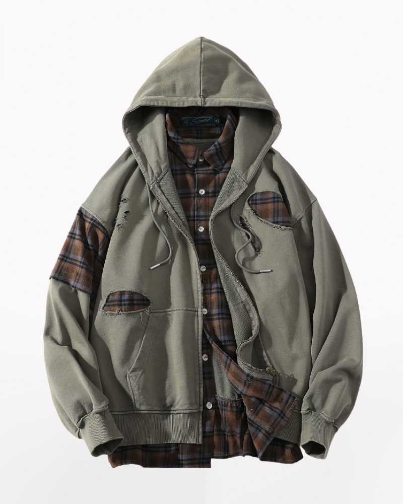 Wasteland Wear Ripped Fake Two Piece Unisex Jacket