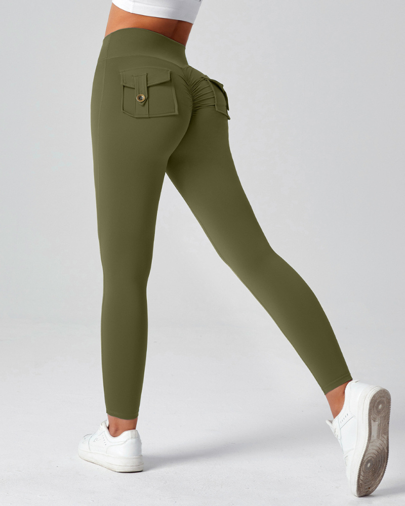 Women's Flare Yoga Cargo Pants High Waisted Leggings