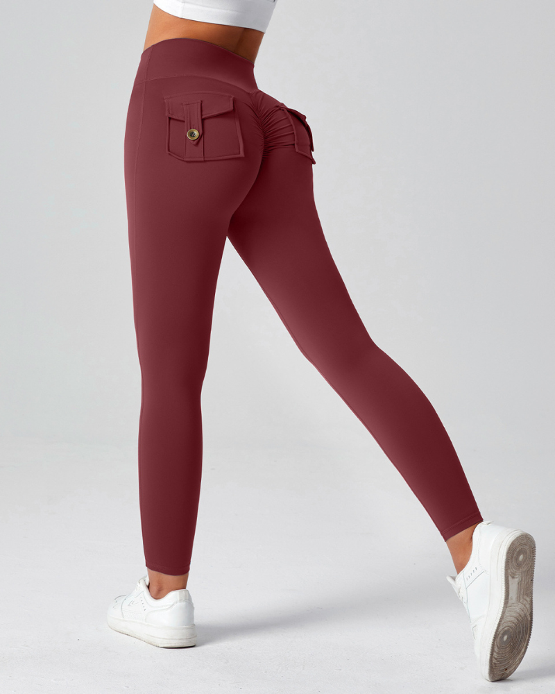 Women's Flare Yoga Cargo Pants High Waisted Leggings