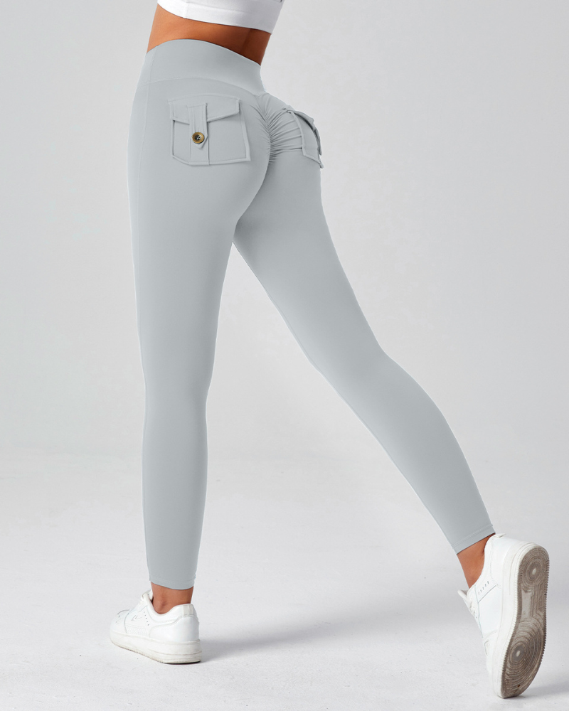 Women's Flare Yoga Cargo Pants High Waisted Leggings