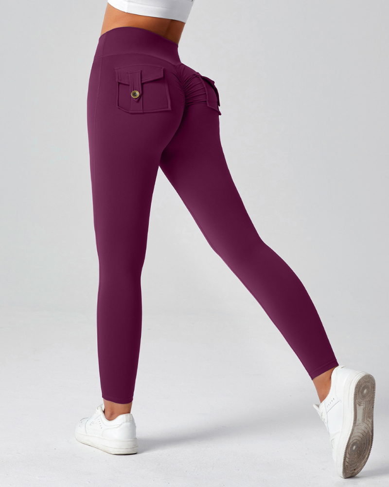 Women's Flare Yoga Cargo Pants High Waisted Leggings