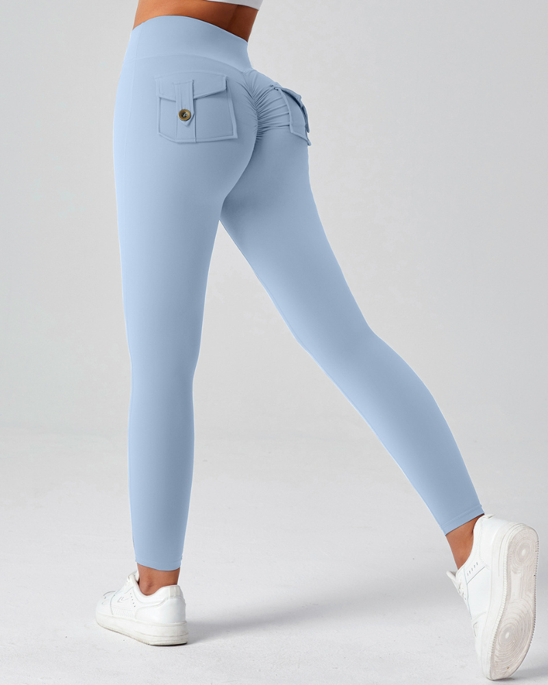 Women's Flare Yoga Cargo Pants High Waisted Leggings