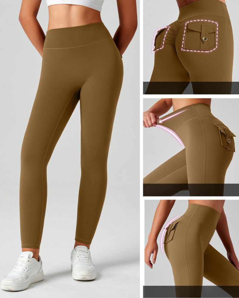 Women's Flare Yoga Cargo Pants High Waisted Leggings