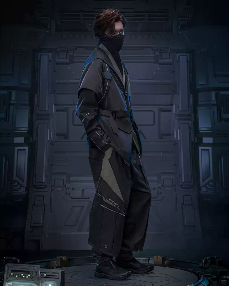 Cyberpunk Outfits Blade Shadow Diagonal Lapel Coat
