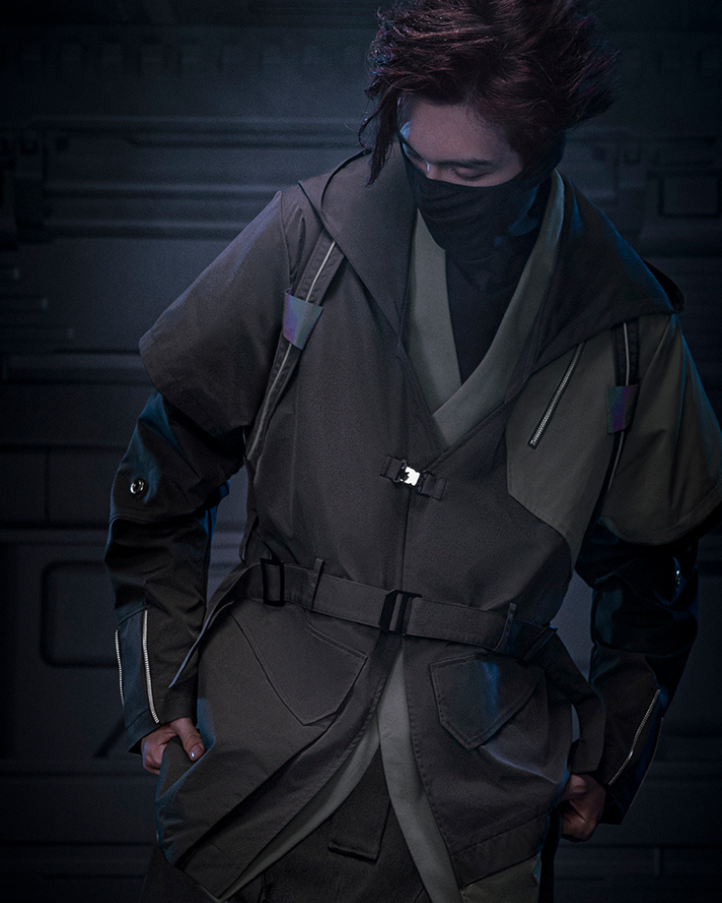 Cyberpunk Outfits Blade Shadow Diagonal Lapel Coat