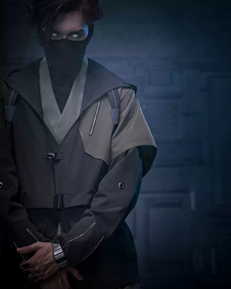 Cyberpunk Outfits Blade Shadow Diagonal Lapel Coat