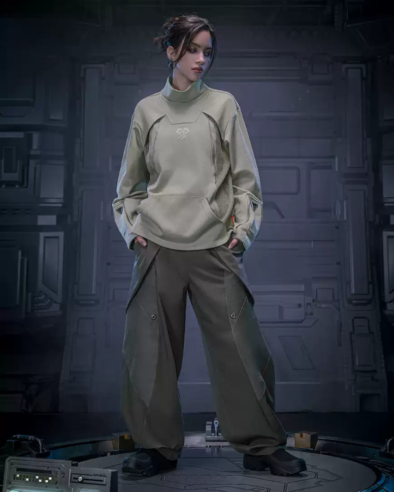 Cyberpunk Outfits Cotton Unisex Turtleneck Pullover Sweatshirt