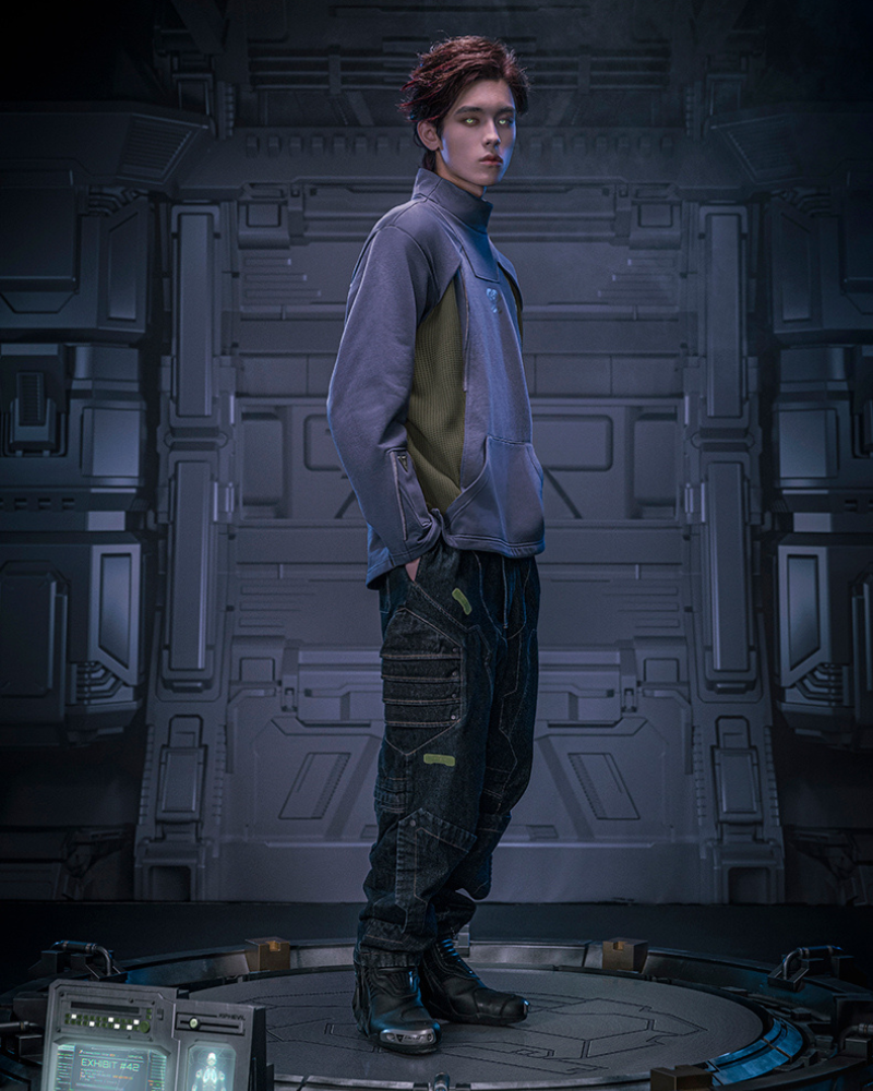 Cyberpunk Outfits Cotton Unisex Turtleneck Pullover Sweatshirt