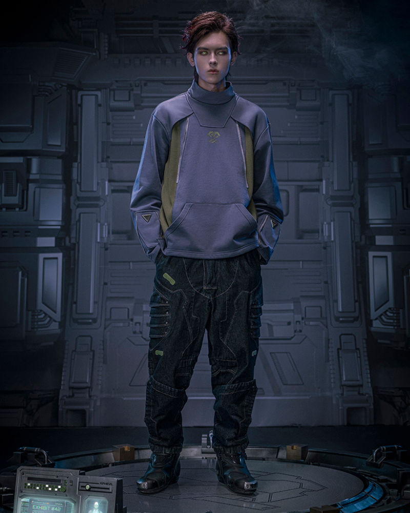 Cyberpunk Outfits Cotton Unisex Turtleneck Pullover Sweatshirt