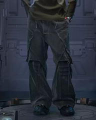 Cyberpunk Outfits Heavy Duty Loose Velvet Denim Pants