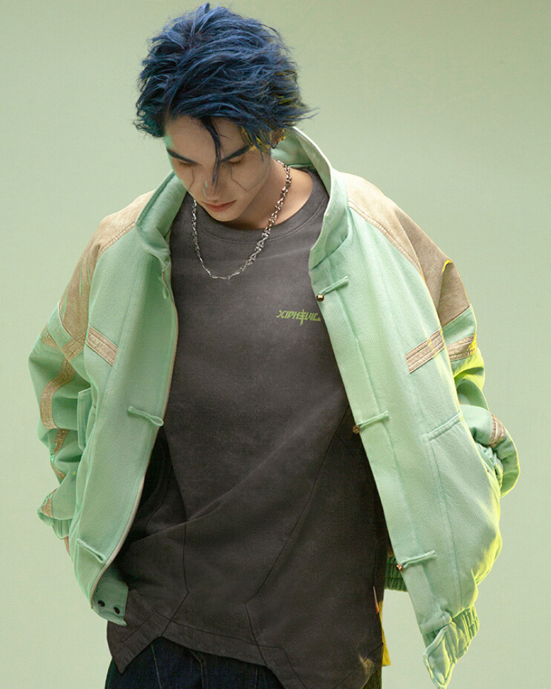 Cyberpunk Outfits 3D Embossed PU Patchwork Jacket