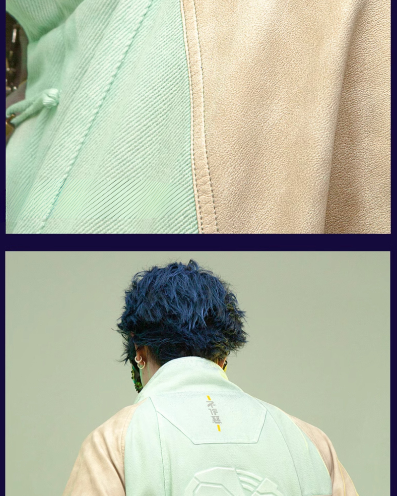 Cyberpunk Outfits 3D Embossed PU Patchwork Jacket